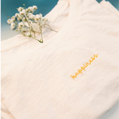 Happiness Women's White Crop Tee - Organic Cotton