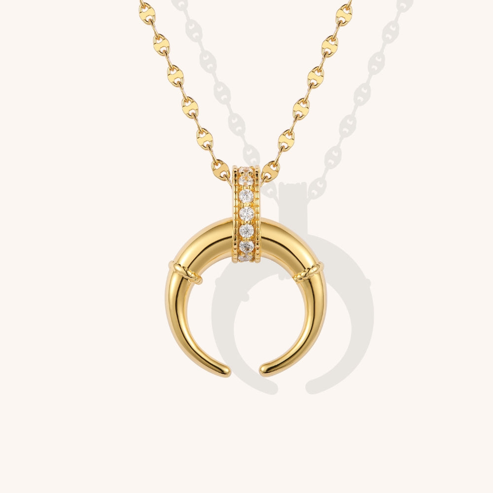 Crescent moon clearance horn necklace